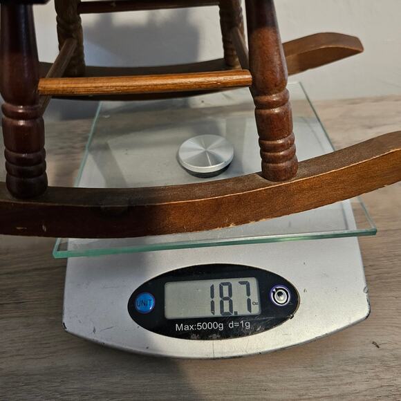 Vintage Wood Mini Rocking Chair 90s Cottage Decor Doll Chair Plant Holder Rustic - Picture 16 of 16